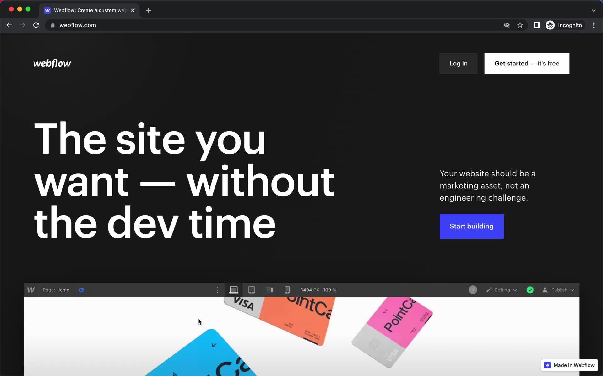 Webflow interface SaaS